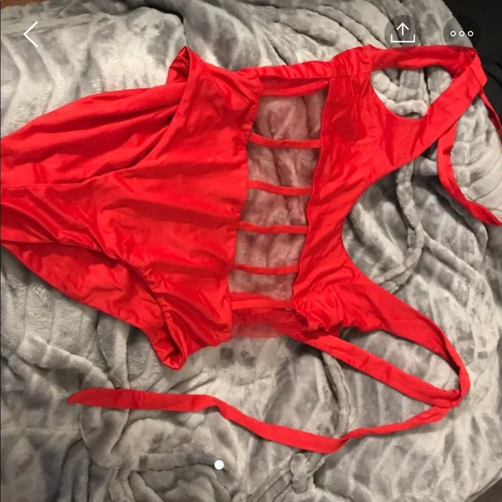 Mesh red bodysuit